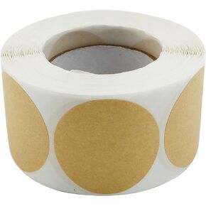 1.5 Inch Kraft Code Dot Stickers, Color Coding Label Round Blank Stickers Removable Writable Circle Adhesive Labels for Marking Organizing (500 Pieces Per Roll)