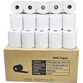 (30 Rolls - 55 GSM) 3 1/8 x 230 Thermal Paper Receipt Rolls fits all Clover POS Cash Register Printers, Star Micronics SCP700 TSP100 TSP300 TSP400 from BuyRegisterRolls
