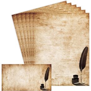 Vintage Stationary Set, Old Fashion Letter Writing Stationary Paper and Envelopes Set, 48 Sheets Feather Stationery set with 24 Envelopes, 8.5x11 inch