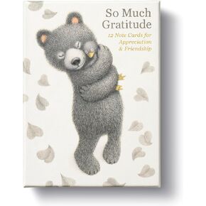 Compendium Boxed Note Cards – So Much Gratitude – 12 Note Cards for Appreciation & Friendship with Adorable Duckling and Bear Cub Illustrations