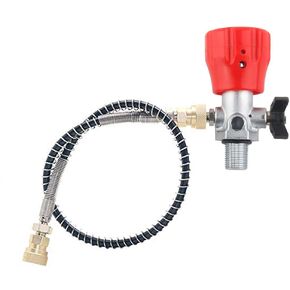 4500psi High Pressure PCP Paintball Air Tank Valve Guage & Fill Station (M18x1.5-6H Inlet Thread, Red Built-in Valve Gauge) in Kuwait