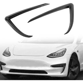Fog Light Trim Compatible with Tesla Model 3 Fog Light Cover Eyebrow Cover Trim Frame Exterior Decoration Replacement for 2017-2023 Tesla Model 3 Accessories (Bright Black)