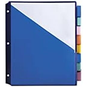 Office Depot Brand Double-Pocket Insertable Plastic Divider, 8-Tab, 9 1/2in x 11 1/4in, Assorted Colors