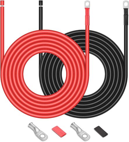 Battery Cables - 10FT 10AWG(6mm²) Battery Power Inverter Cables with 5/16'' Lugs, Tinned Copper PV Wire for Solar Panle Automotive Motorcycle RV Marine Boat (10AWG 10FT) in Saudi Arabia