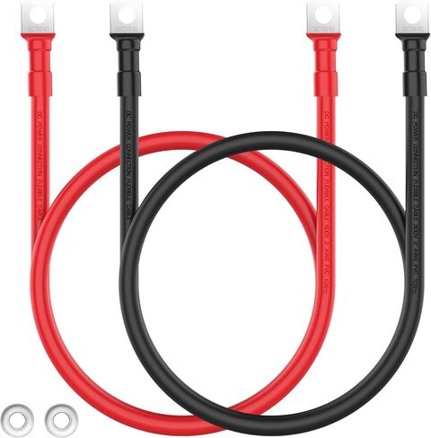 VOLTWORKS 2 AWG Gauge Red + Black Pure Copper Battery Inverter Cables Solar, RV, Car, Boat 4ft 3/8 in Lugs in Saudi Arabia