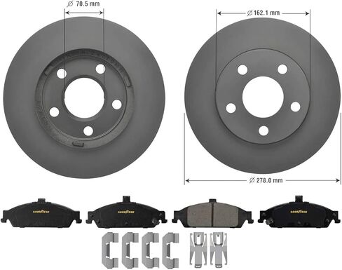 Goodyear Brakes PRK47678F | Front Brake Kit w/Pair (2) of Brake Rotors & Ceramic Brake Pads fit Chevrolet Classic 05-04, Malibu 03-97; Oldsmobile Alero 04-99, Cutlass 99-97; Pontiac Grand Am 05-99 in Kuwait