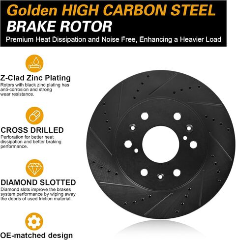 WEIZE Front Rear Truck & Tow Brake Kit, Premium HIGH CARBON Steel Brake Disc Rotors + Carbon Fiber Ceramic Brake Pads, Replacement for Chevy Silverado 1500 2014-2018 in Saudi Arabia