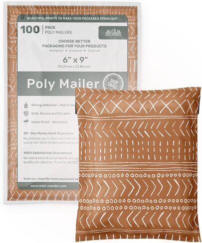 12 × 15.5 حقيبة شحن كبيرة من البوليستر 100 قطعة بتصميم نمط جيو بوهو أخضر لملابس الأعمال الصغيرة، تغليف لطيف، مغلفات ذاتية الغلق غير مبطنة، قابلة لإعادة التدوير وصديقة للبيئة بواسطة Mini Wander in Kuwait