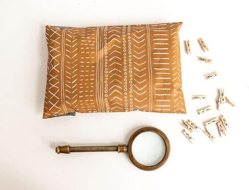 12 × 15.5 حقيبة شحن كبيرة من البوليستر 100 قطعة بتصميم نمط جيو بوهو أخضر لملابس الأعمال الصغيرة، تغليف لطيف، مغلفات ذاتية الغلق غير مبطنة، قابلة لإعادة التدوير وصديقة للبيئة بواسطة Mini Wander in Kuwait