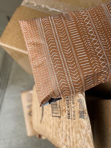 12 × 15.5 حقيبة شحن كبيرة من البوليستر 100 قطعة بتصميم نمط جيو بوهو أخضر لملابس الأعمال الصغيرة، تغليف لطيف، مغلفات ذاتية الغلق غير مبطنة، قابلة لإعادة التدوير وصديقة للبيئة بواسطة Mini Wander in Kuwait