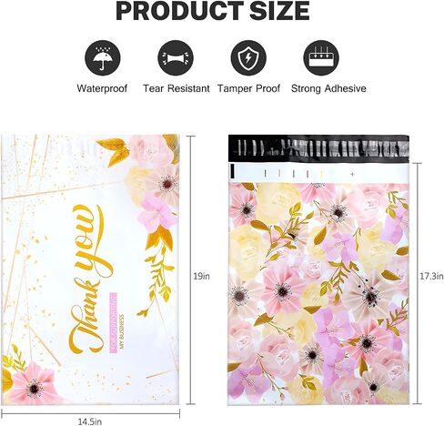 50Pcs Large Poly Mailers 14.5 x 19, Cute Shipping Bags for Small Business Clothing Mailers Poly Bags Poly Mailer Plastic Mailing Bags, Big Polymailers Package Bags Shipping Envelopes Mailers (Flower) in Saudi Arabia