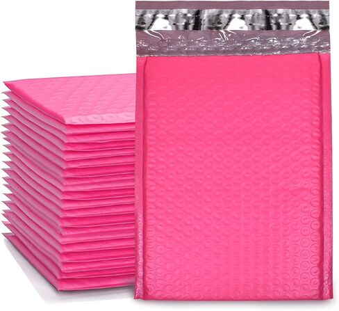 حزمة بريدية فقاعية ذاتية الغلق متميزة مكونة من 25 قطعة من أكياس بريد بولي صغيرة 4 × 8 وأكياس تغليف للشركات الصغيرة، مظاريف بريدية مبطنة مقاومة للماء للشحن، أكياس مبطنة بالفقاعات الوردية in Kuwait