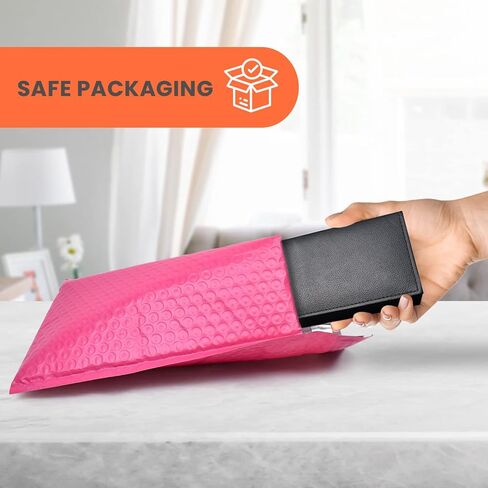 حزمة بريدية فقاعية ذاتية الغلق متميزة مكونة من 25 قطعة من أكياس بريد بولي صغيرة 4 × 8 وأكياس تغليف للشركات الصغيرة، مظاريف بريدية مبطنة مقاومة للماء للشحن، أكياس مبطنة بالفقاعات الوردية in Kuwait