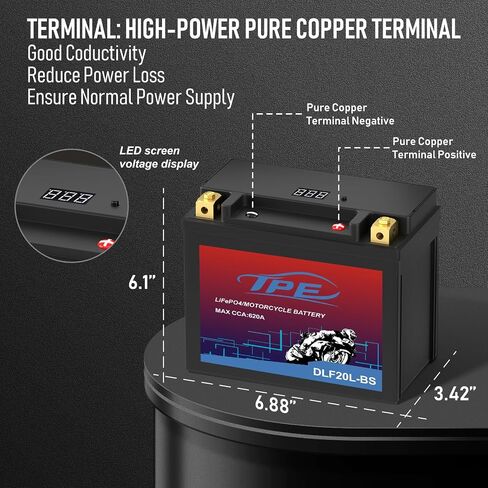 بطارية ليثيوم Powersport DLF14-BS مع نظام إدارة ذكي - بطارية تشغيل محرك 12 فولت للدراجات النارية والمركبات ATV - 9H 600CCA، YTX14-BS متوافقة مع ATV، UTV، Jet Ski، 4 عجلات، دراجة نارية in Saudi Arabia