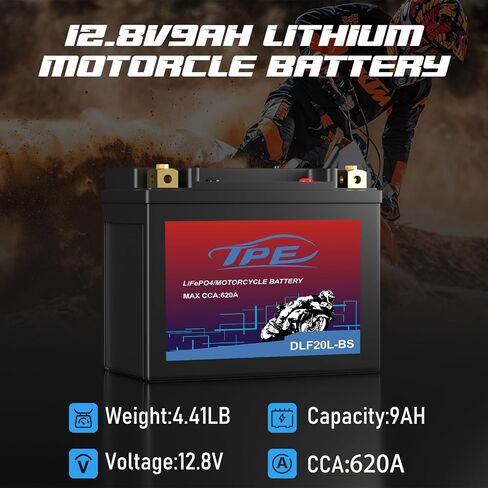 بطارية ليثيوم Powersport DLF14-BS مع نظام إدارة ذكي - بطارية تشغيل محرك 12 فولت للدراجات النارية والمركبات ATV - 9H 600CCA، YTX14-BS متوافقة مع ATV، UTV، Jet Ski، 4 عجلات، دراجة نارية in Saudi Arabia