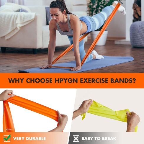 أربطة تمرين HPYGN المقاومة، شريط مطاطي احترافي مطور للعلاج الطبيعي، والتمرين، واليوجا، والبيلاتيس، وإعادة التأهيل، وتدريب القوة، أشرطة مقاومة بطول 16.7 قدم in Kuwait