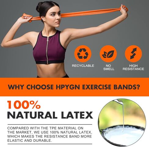 أربطة تمرين HPYGN المقاومة، شريط مطاطي احترافي مطور للعلاج الطبيعي، والتمرين، واليوجا، والبيلاتيس، وإعادة التأهيل، وتدريب القوة، أشرطة مقاومة بطول 16.7 قدم in Kuwait