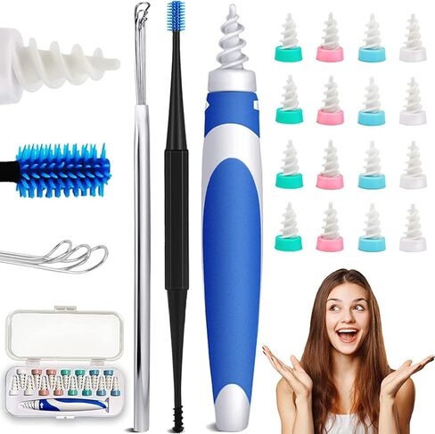 Q-Grips Earwax Remover 3 in 1 Ear-Wax-Removal-Tool Safe Silicone Q Grips Ear Wax Remover Ear Cleaner Soft Q Twist Spiral Smart Reusable Q Grip Ear Cleaning Kit 16 Replacement Tips for Adults Kids in Kuwait