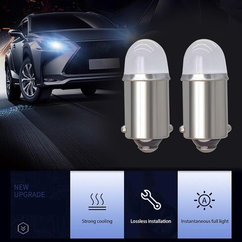 10 PCS BA9S Car LED Instrument Light Bulb Replacements, 12V 45LM 2SMD 2835 Metal Vehicle Reading Light Accessories, Universal Waterproof Automotive Roof Light for Truck SUV Car (White Light) in Saudi Arabia