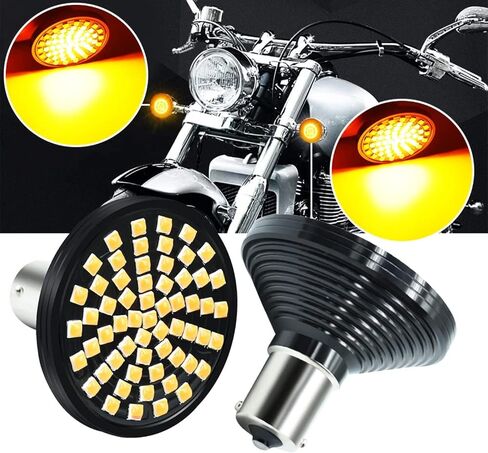 HONLEEX 2 "مصباح إشارة الانعطاف الخلفي Amber 1156 LED، 60 شريحة LED 7506 BA15 H arley B ullet LED لمبة H arley D avidson، R oad Glide، R oad King.2-Pack. in Saudi Arabia