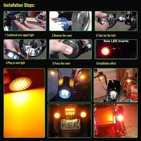 HONLEEX 2 "مصباح إشارة الانعطاف الخلفي Amber 1156 LED، 60 شريحة LED 7506 BA15 H arley B ullet LED لمبة H arley D avidson، R oad Glide، R oad King.2-Pack. in Saudi Arabia
