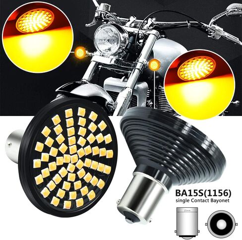 HONLEEX 2" Amber 1156 Rear Turn Signal LED Bulb,60 LEDs Chips 7506 BA15 H arley B ullet LED Bulb for H arley D avidson,R oad Glide,R oad King.2-Pack. in Kuwait