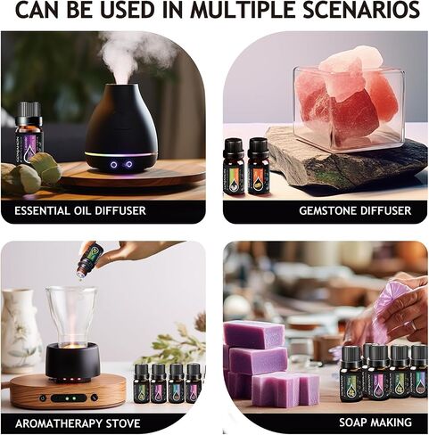 Essential Oils Set -Top 16(0.33Fl Oz) Organic Plant Natural Fragrance Scents Blends Oil Gift Set for Candle Making,Aroma Diffuser,Aromatherapy Stove,Humidifier,Soap Make,Bath Bomb Slime… in Saudi Arabia