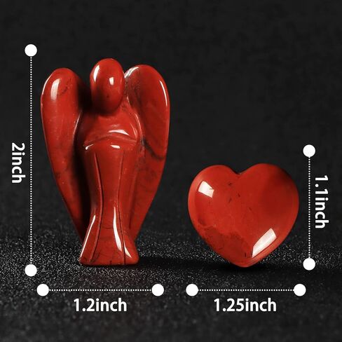 مجموعة أرتيستون بوكيت جارديان آنجل وحجر القلب، تماثيل ملائكة كريستالية طبيعية للشفاء مع أحجار كريمة صغيرة من سماء الحب لحبك مع صندوق هدايا (يشب أحمر) in Kuwait