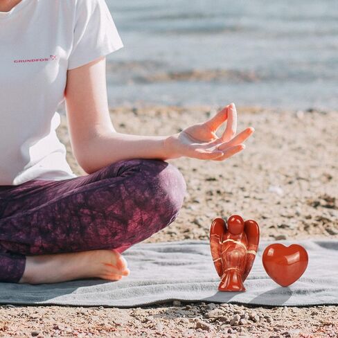 مجموعة أرتيستون بوكيت جارديان آنجل وحجر القلب، تماثيل ملائكة كريستالية طبيعية للشفاء مع أحجار كريمة صغيرة من سماء الحب لحبك مع صندوق هدايا (يشب أحمر) in Kuwait