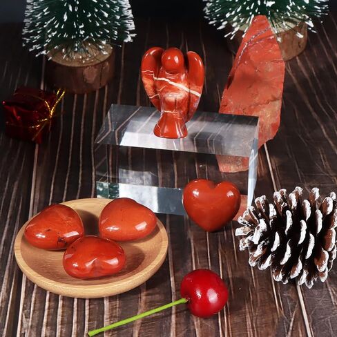 مجموعة أرتيستون بوكيت جارديان آنجل وحجر القلب، تماثيل ملائكة كريستالية طبيعية للشفاء مع أحجار كريمة صغيرة من سماء الحب لحبك مع صندوق هدايا (يشب أحمر) in Kuwait