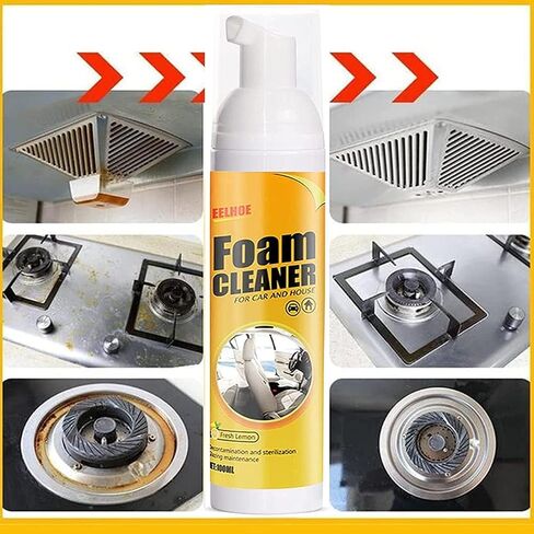 Dry Cleaning Ahent Multipurpose Foam Cleaner Spray,Lemon Flavor Multi-Purpose Foam Cleaner, Foam Cleaner for Car, Powerful Decontamination Set for Car and Home Kitchen (2pcs*100ML) + 2 Sponges in Saudi Arabia