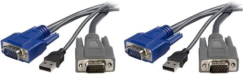 StarTech 6ft Ultra-Thin USB VGA 2-in-1 KVM Cable, TAA (SVUSBVGA6) | Sends VGA video and USB keyboard mouse from KVM switch, PC99 color-coded, Mini-coax wire, File transfer in Kuwait