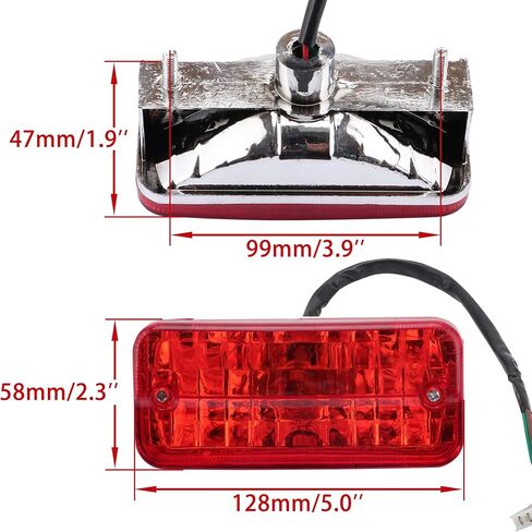 WOOSTAR 3 سلك الفرامل الخلفية LED الذيل ضوء بديل لـ 50cc 70cc 90cc 110cc 125cc 150cc دراجة نارية سكوتر ATV 4 ويلر دراجة رباعية دراجة دراجة in Saudi Arabia