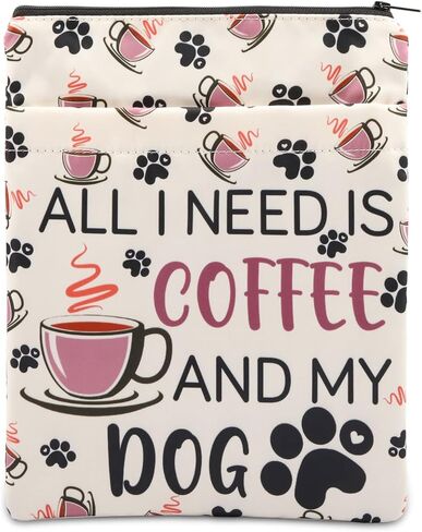 PLITI Dog Lover Book Sleeve Coffee Lover Gift Dog Mom Gift All I Need is Coffee and My Dog Book Cover (Need Coffee Dog BS) in Kuwait