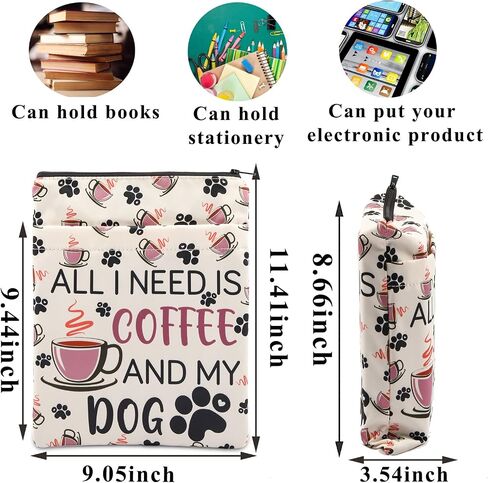 PLITI Dog Lover Book Sleeve Coffee Lover Gift Dog Mom Gift All I Need is Coffee and My Dog Book Cover (Need Coffee Dog BS) in Kuwait