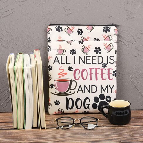 PLITI Dog Lover Book Sleeve Coffee Lover Gift Dog Mom Gift All I Need is Coffee and My Dog Book Cover (Need Coffee Dog BS) in Kuwait