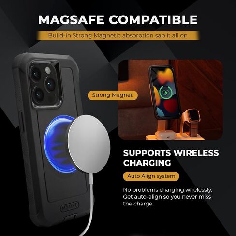 حافظة مصممة لهاتف iPhone 15 Pro مع مشبك حزام، حافظة مغناطيسية متوافقة مع Magsafe، حماية شديدة التحمل وطبقة رباعية من الدرجة العسكرية لحافظة iPhone 15 Pro، 6.1 بوصة | أسود in Kuwait