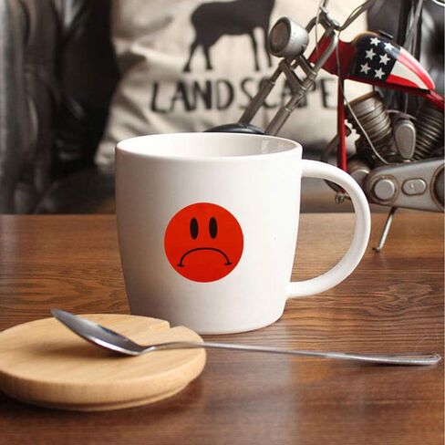Hybsk Red Sad Face Frowned Unhappy Stickers 1.5" Round 500 Total Per Roll in Saudi Arabia