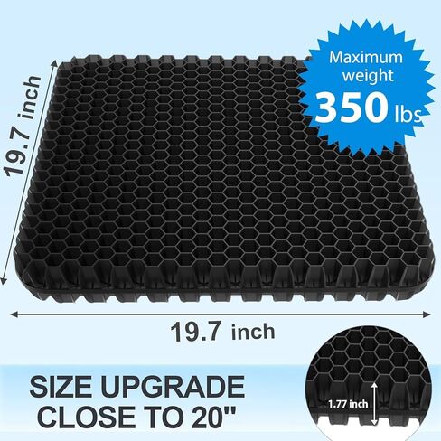 وسادة مقعد جل كبيرة للغاية، وسائد كرسي المكتب، وسادة مقعد السيارة، وسادة كرسي مزدوجة سميكة لتخفيف آلام الظهر، مقاس كبير 19.7 بوصة، أسود in Kuwait