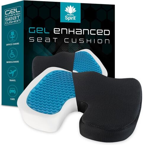 Gel Enhanced Seat Cushion | | Memory Foam and Gel Seat Cushion Office Chair Car Seat Cushion Coccyx, Black in Saudi Arabia