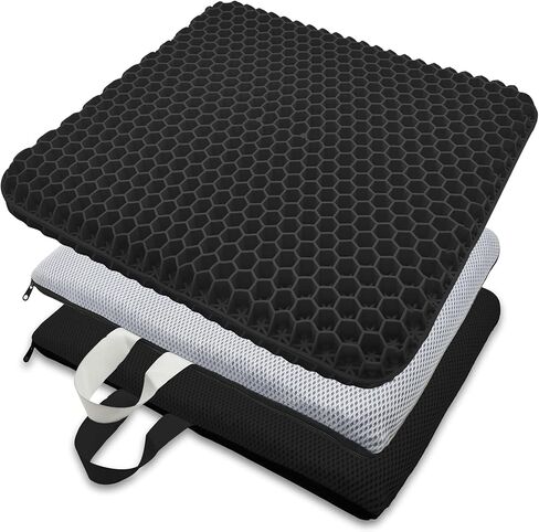 وسادة مقعد جل سميكة، وسائد كرسي مكتب مقاس 2.4 بوصة، وسادة مقعد السيارة، وسادة كرسي مزدوجة سميكة للذيل، وسادة بعقب لمكتب الكمبيوتر، كرسي المكتب، أسود in Kuwait