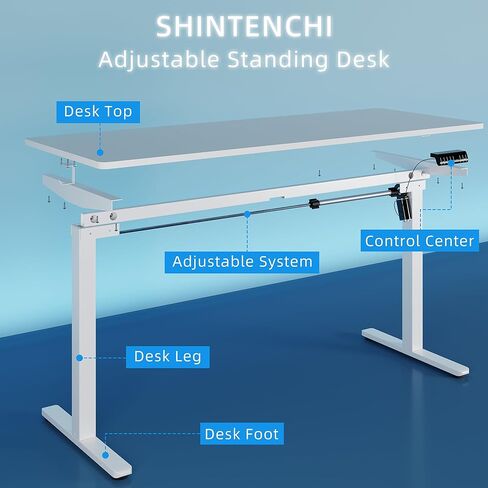 Shintenchi مكتب قائم قابل للتعديل بارتفاع كهربائي، 63 * 24 بوصة مكتب كمبيوتر واقف، مكتب عمل قائم للجلوس للمكتب المنزلي مع لوحة لصق، (إطار أسود + قمة الجوز) in Kuwait