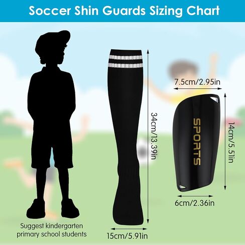 Soccer Shin Guards for Kids, 2PCS Plastic Sports Leggings Version Calf Shin Pads and 2PCS Knee High Football Long Socks for Children Kids Youth Boys Girls in Saudi Arabia