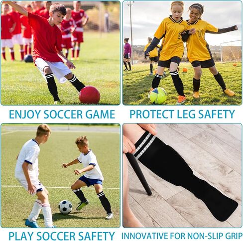 Soccer Shin Guards for Kids, 2PCS Plastic Sports Leggings Version Calf Shin Pads and 2PCS Knee High Football Long Socks for Children Kids Youth Boys Girls in Saudi Arabia
