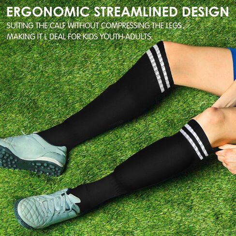 Soccer Shin Guards for Kids, 2PCS Plastic Sports Leggings Version Calf Shin Pads and 2PCS Knee High Football Long Socks for Children Kids Youth Boys Girls in Saudi Arabia
