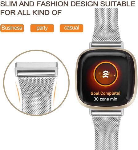 أربطة من الفولاذ المقاوم للصدأ متوافقة مع Fitbit Sense/Sense 2/Fitbit Versa 3/Versa 4، أربطة بديلة شبكية رفيعة قابلة للتنفس للنساء والرجال in Saudi Arabia