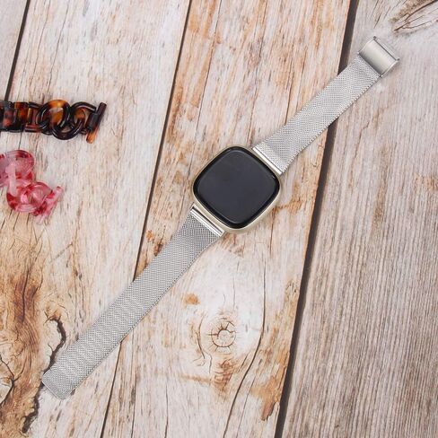 أربطة من الفولاذ المقاوم للصدأ متوافقة مع Fitbit Sense/Sense 2/Fitbit Versa 3/Versa 4، أربطة بديلة شبكية رفيعة قابلة للتنفس للنساء والرجال in Saudi Arabia