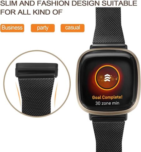 أربطة من الفولاذ المقاوم للصدأ متوافقة مع Fitbit Sense/Sense 2/Fitbit Versa 3/Versa 4، أربطة بديلة شبكية رفيعة قابلة للتنفس للنساء والرجال in Saudi Arabia