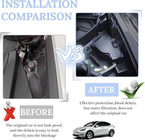 لطراز تسلا Y غطاء محرك السيارة حاجز الماء 2021-2024، غطاء مرشح شبكة دليل المياه لحجب المياه لملحقات الجذع الأمامي (2 قطعة) in Kuwait
