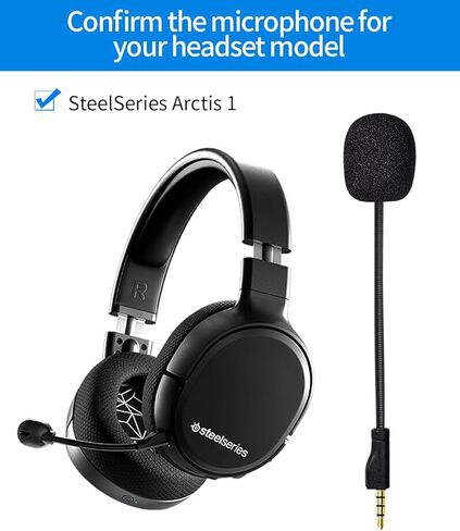 لسماعة الرأس Steelseries Arctis 1 | ذراع ميكروفون قابل للفصل لسماعات ألعاب الكمبيوتر Arctis 1 بمقبس 3.5 مم وإلغاء الضوضاء، ميكروفون بديل للألعاب (أسود) in Kuwait
